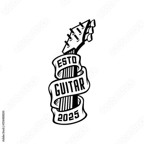 guitar handlebars wrapped in white ribbon with guitar written on it