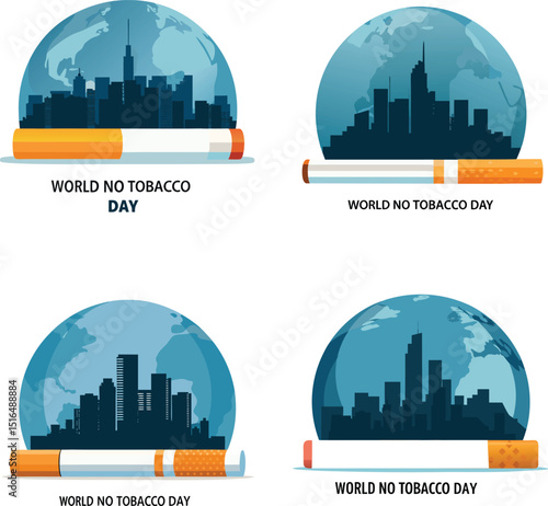 World no tobacco day city skyline on a cigarettes