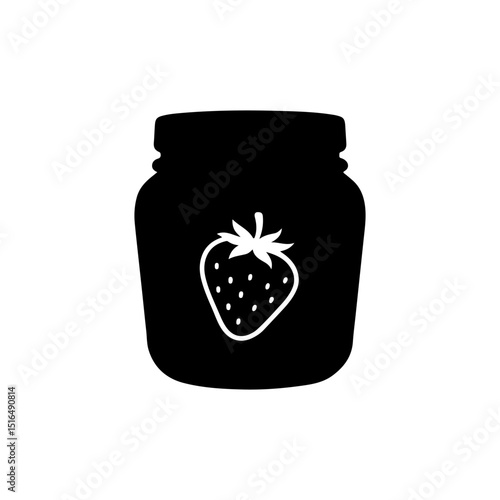 Strawberry jam silhouette icon vector flat design.