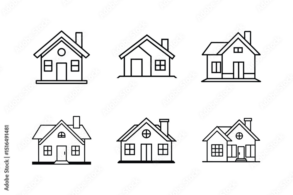 single family home line art vector illustration single family home line art vector illustration