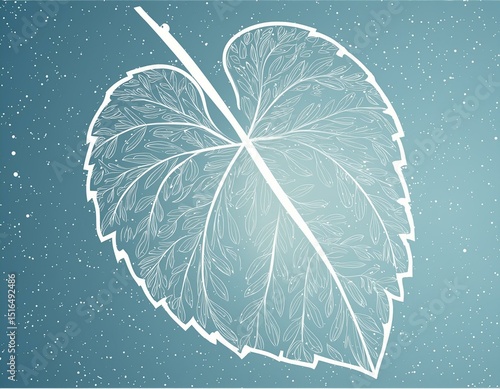 Generated image delicate  white leaf on seafood turquoise background 