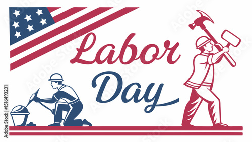 Celebrating Labor Day T-shirt Design Honoring American Workers with Patriotic Pride