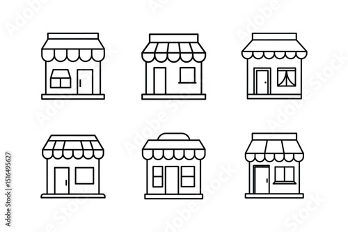 storefront property line art vector illustration