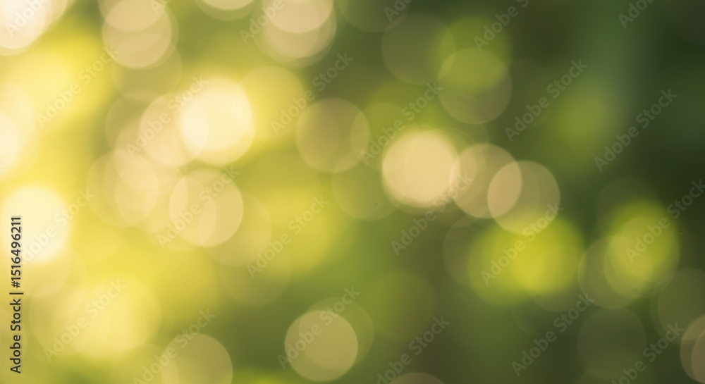 Obraz premium Abstract of blurred green and golden bokeh lights, creating a dreamy, soft atmosphere