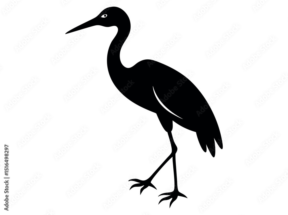 Obraz premium Heron Silhouettes Against a White Background, silhouettes of herons, presented in a simple, clean design against a pure white backdrop. heron, bird, wildlife, nature, animal, avian, profile, graphic.