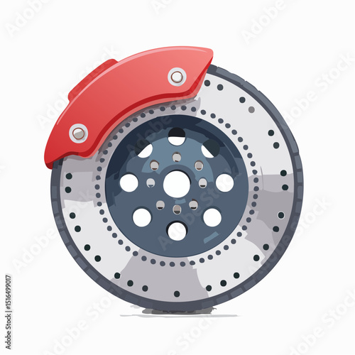 High-Performance Disc Brake Rotor and Caliper Automotive Braking System Illustration