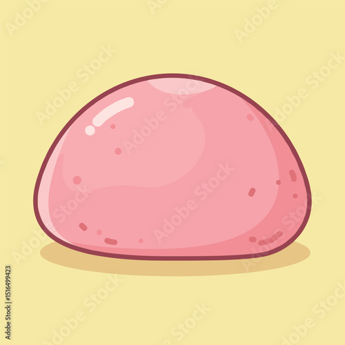Delicious Japanese food and flat cartoon style of pink mochi