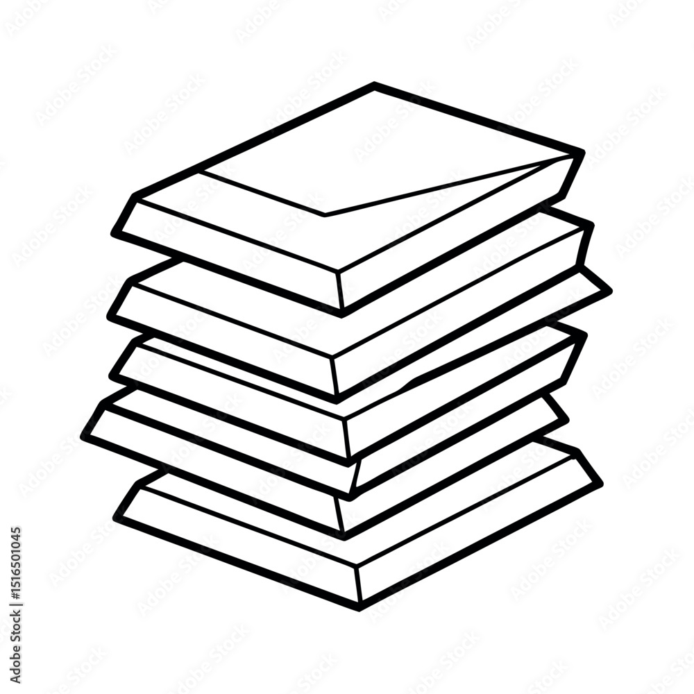 Stack of Paper Outline Line Art Drawing Stack of Paper Outline Line Art Drawing