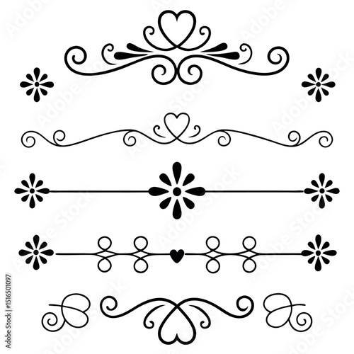 Elegant vector collection of decorative black flourishes dividers ornaments and borders