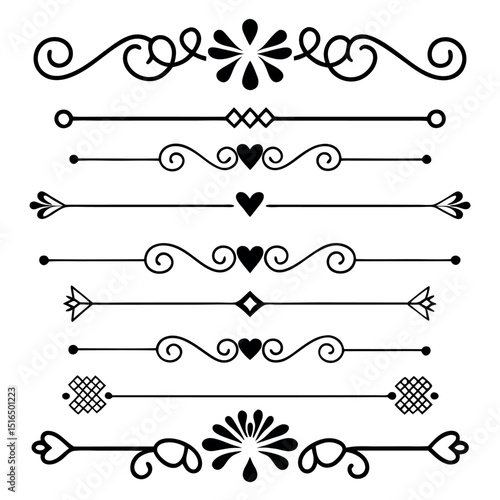 Elegant collection of decorative dividers and flourishes in black and white vector format