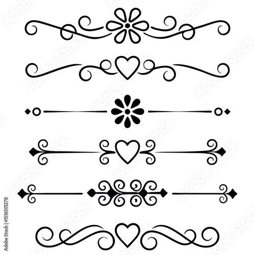 Elegant vector collection of decorative dividers and borders in black and white designs