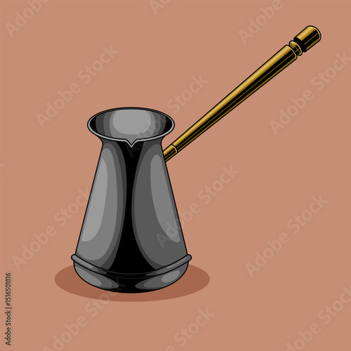 Traditional Turkish Coffee Pot Illustration