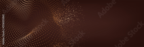 3d rendering, science fiction background of glowing particles with depth of field and bokeh. Particles form line and surface grid. microcosm or space.vector
