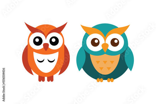 Adorable Cartoon Owls  Free Vector Illustration Download for Personal and Commercial Projects. Perfect for kids,  greeting cards, and whimsical designs. Download now!