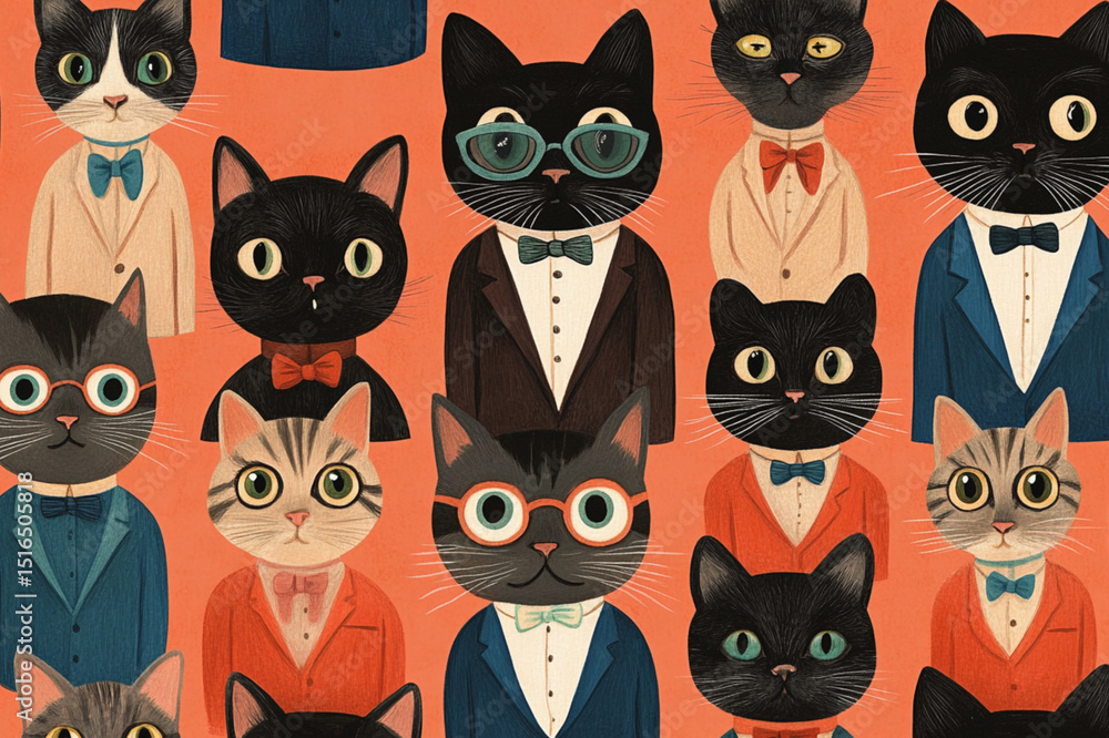 seamless pattern with cats