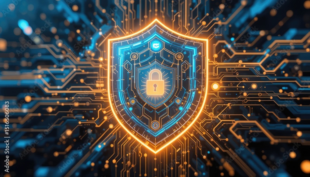 Fototapeta premium Digital shield protecting cyber security data