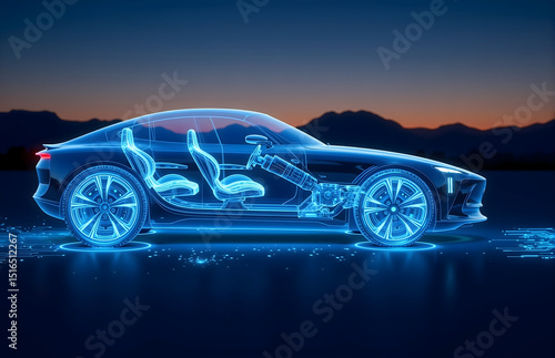 Tech - inspired Transparent Car Rendering