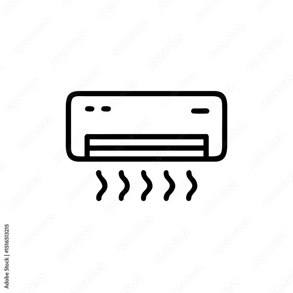 Air conditioner unit with cooling air flow illustration Air conditioner unit with cooling air flow illustration