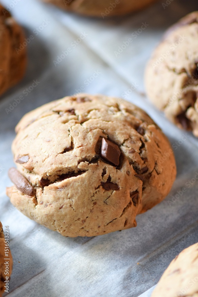 Fototapeta premium Freshly Baked Chocolate Chip Cookies in Oven