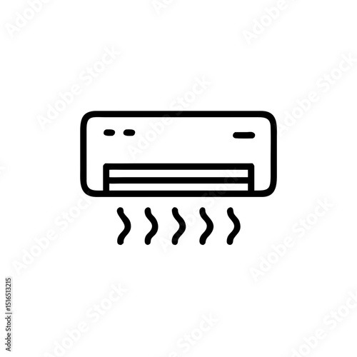 Air conditioner unit with cooling air flow illustration  