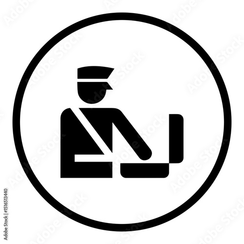 Travel airport staff round icon