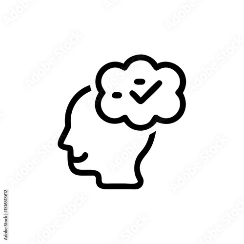 icon of head with single thought bubble one task mind of a head with a thought cloud and checkmark  