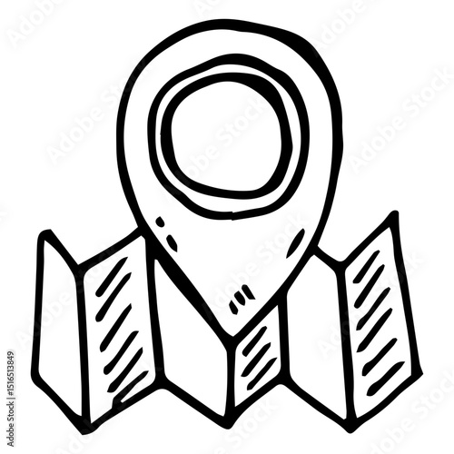 Map location pin doodle icon