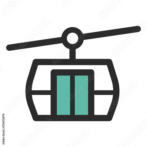 Cable car colored stroke icon