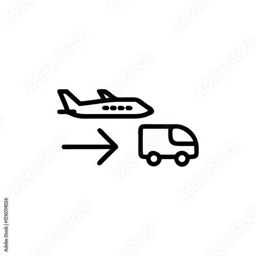 Airplane icon moving towards truck symbolizing transport choice  