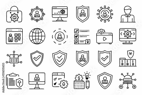 Cybersecurity safety website line icons a single high quality icon for digital security