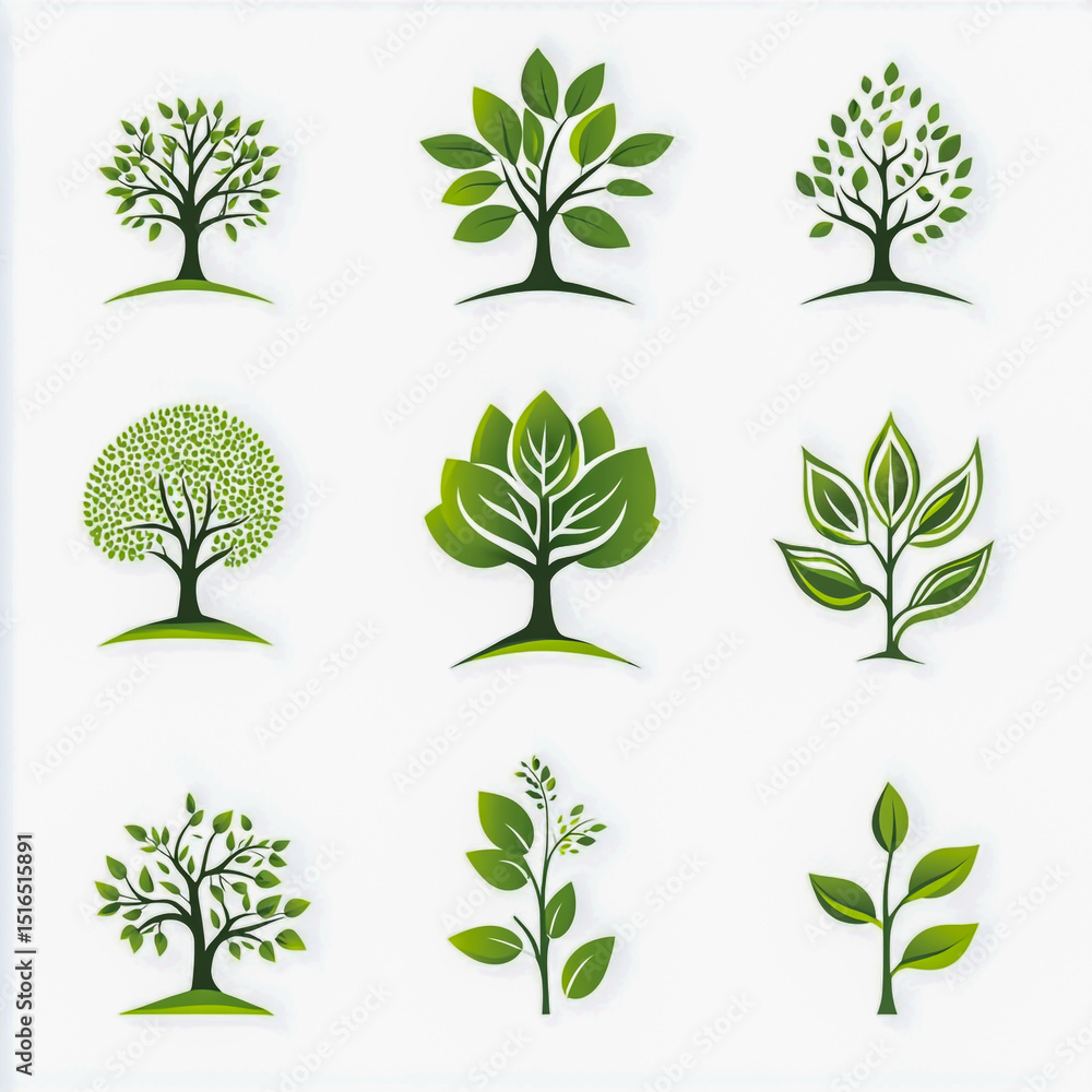 Logos of green Tree leaf ecology isolated on white background. Logos of green Tree leaf ecology isolated on white background.