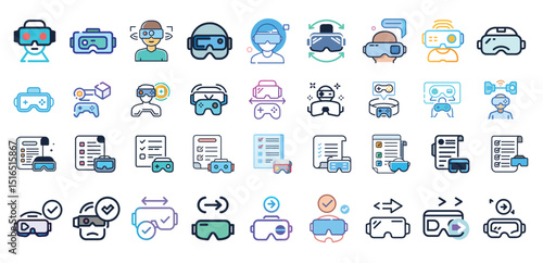 VR Game Icon Vector – Futuristic Gaming Goggles, Immersive Reality, Augmented Experience Symbol, Headset Design in Clean EPS Format for UI/UX, App Store, or Web Design
