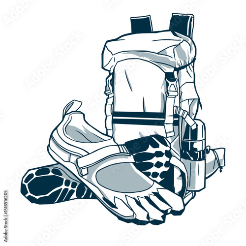 Backpack slipper sneaker illustration