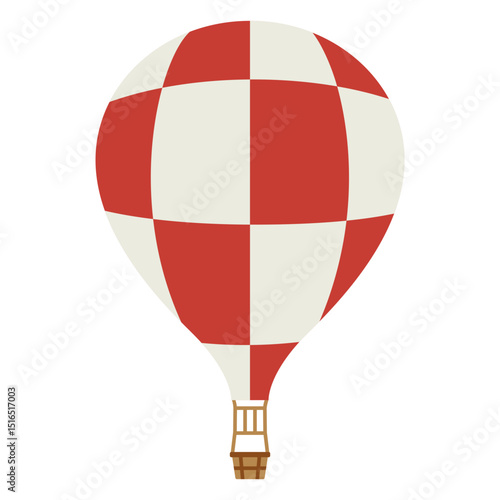 Hot air red and white balloon flat
