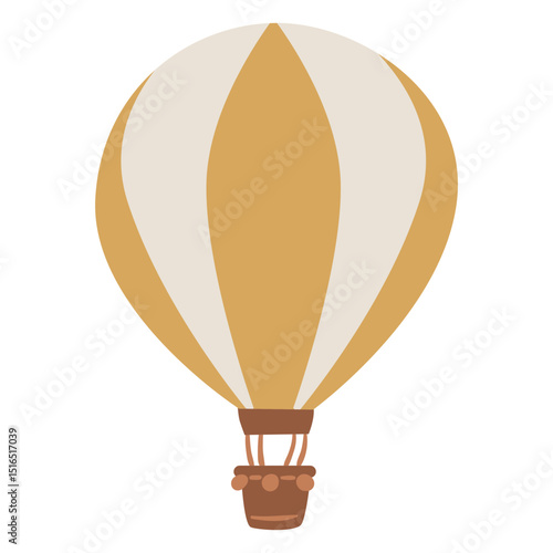 White and yellow hot air balloon semi flat