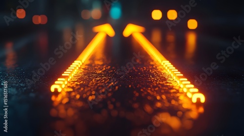 Urban street scene featuring a bright yellow traffic light signal indicating caution for approaching vehicles and pedestrians