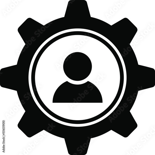 User settings or account management icon with a person symbol inside a gear