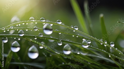 Dew drops on grass macro