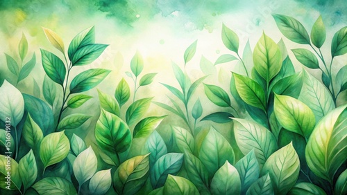 Lush Greenery A Watercolor Depiction of Vibrant, Verdant Foliage in a Serene Garden Setting
