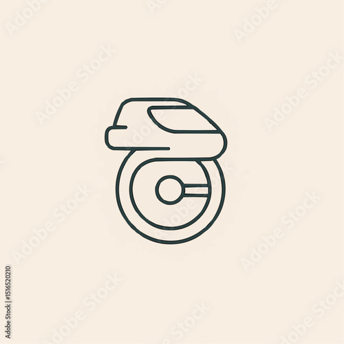 Minimal monowheel vehicle icon — urban future mobility.