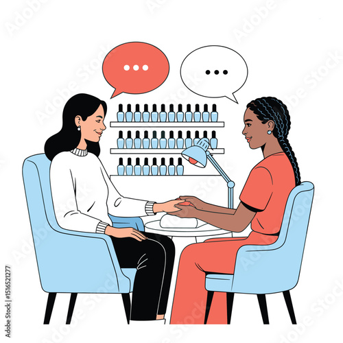 Serene Nail Salon Flat Vector Illustration