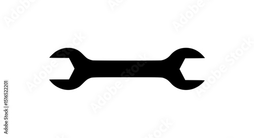A wrench is shown in black and white
