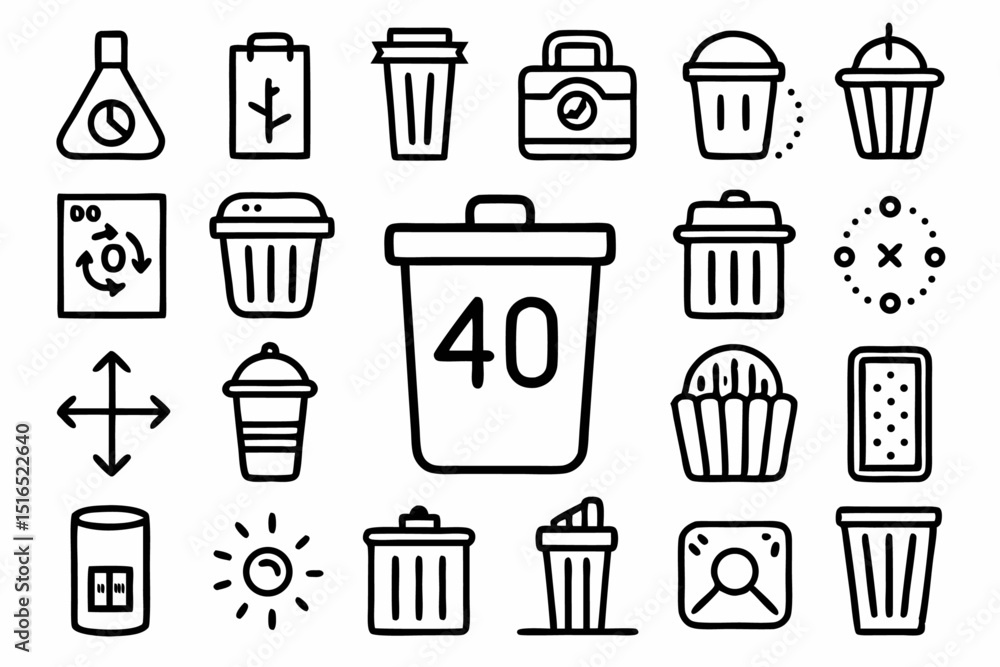 Single line icon depicting recycle bin trash rubbish disposal Single line icon depicting recycle bin trash rubbish disposal