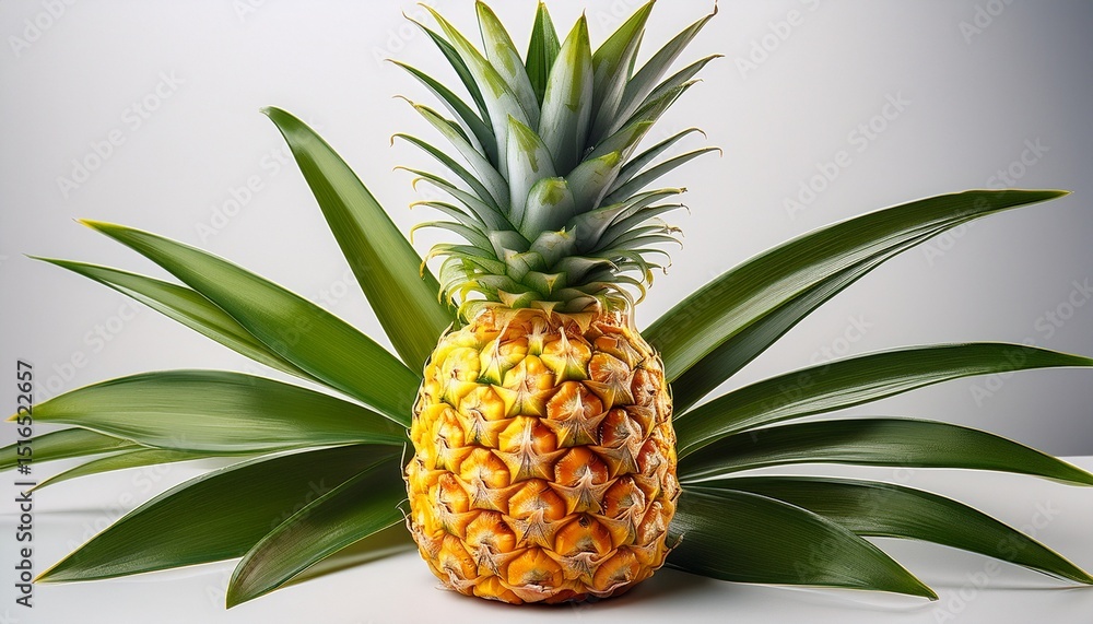 vibrant yellow pineapple with green leaves isolated on white background showcasing tropical fruit freshness and juicy texture vibrant yellow pineapple with green leaves isolated on white background showcasing tropical fruit freshness and juicy texture