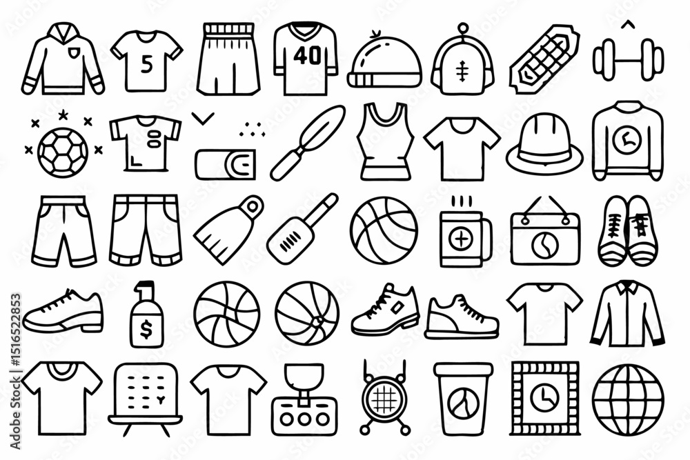 Single line icon representing sports apparel retail store merchandise Single line icon representing sports apparel retail store merchandise