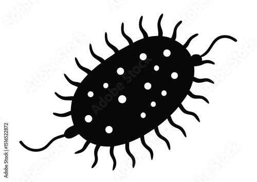 Bacteria Silhouette Vector Illustration of Microorganism for Science and Medical Projects