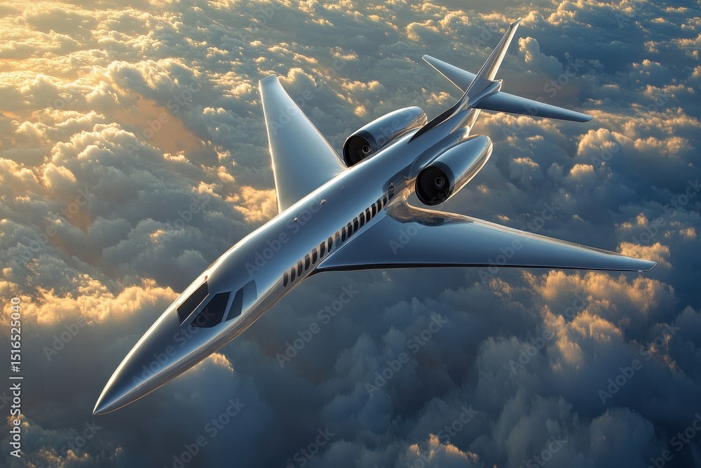 Obraz premium A commercial airplane in flight, A commercial airplane soaring through a clear blue sky