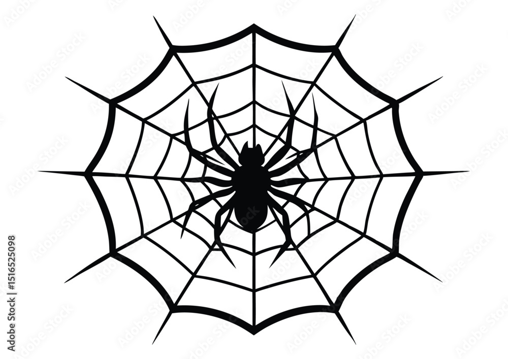 Fototapeta premium spider net with spider silhouette Vector clipart design Illustration.