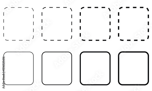 Smooth hexagon shape with geometric edges set. Regular polygon icon. Flat vector illustration isolated on white background.