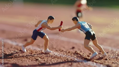 Miniature Athletes in a Thrilling Relay Race Teamwork, Speed, and the Pursuit of Victory